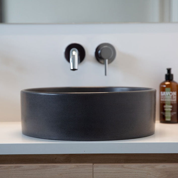 Black Concrete Sink Round Concrete Basin