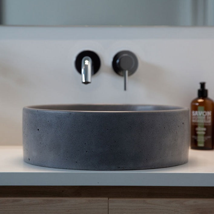 Grey Concrete Sink Round Concrete Basin