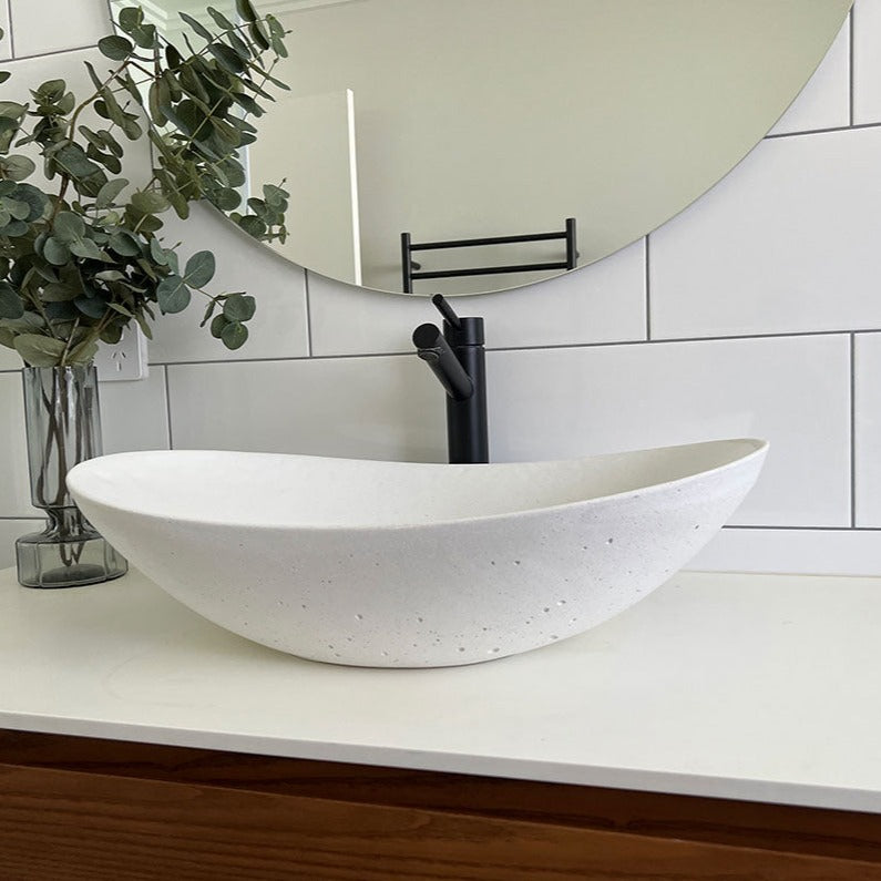 Curved Concrete Basin White Concrete Sink