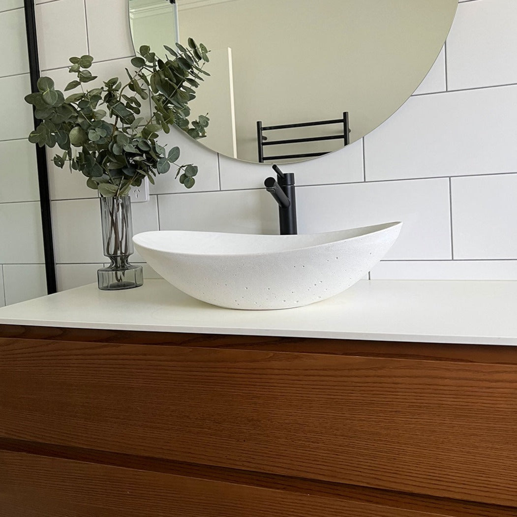 Curved Concrete Basin White Concrete Sink