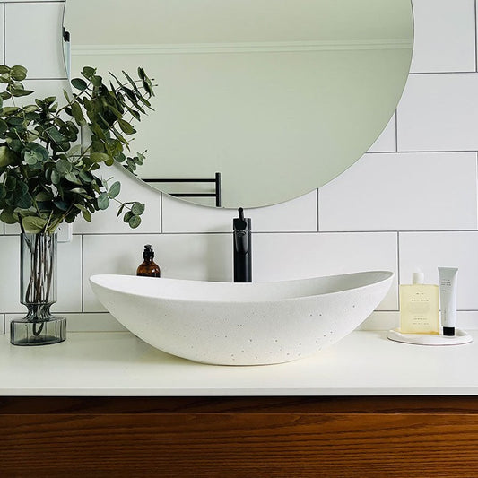 Curved Concrete Basin White Concrete Sink