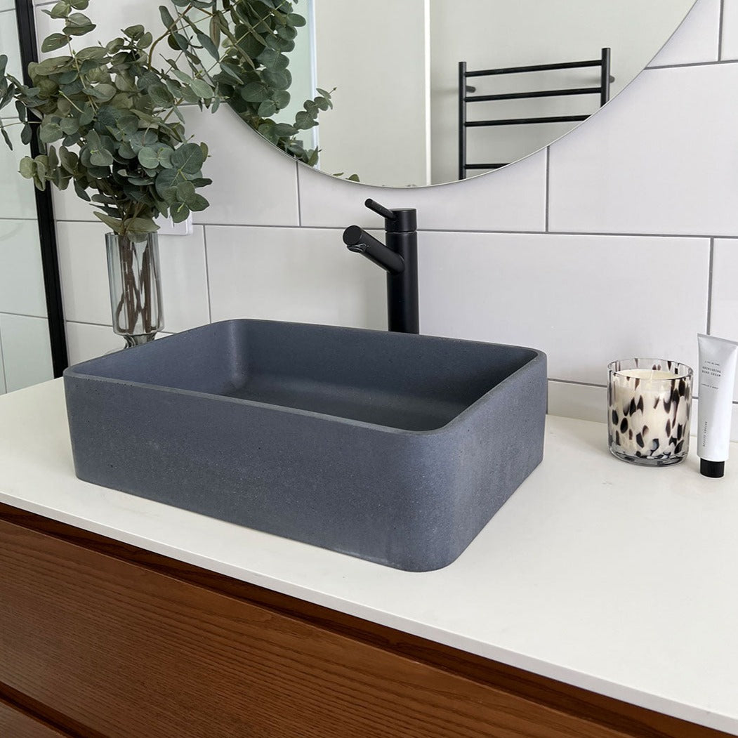 Grey Blue Concrete Sink Rectangle Concrete Basin Slab Concrete Sink