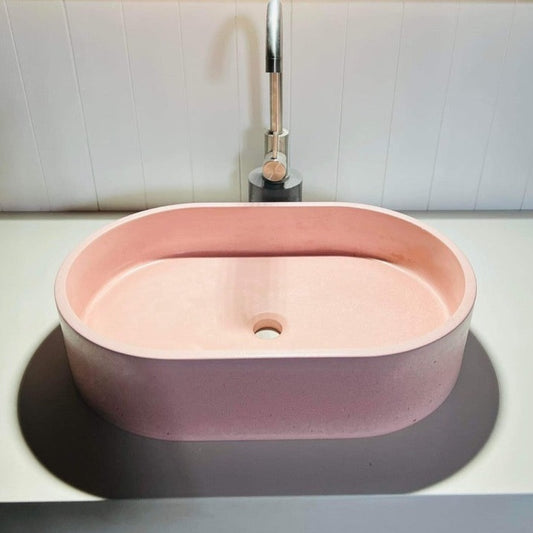 Pink Concrete Sink Oval Concrete Basin